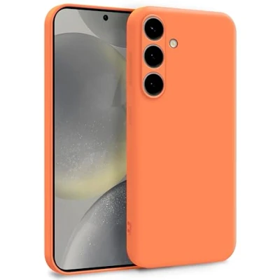 Abbildung von MyGadget Hülle für Samsung Galaxy S25 Zweilagige Handyhülle mit Kameraschutz Cover Innenfutter &amp; Silikon außen Orange