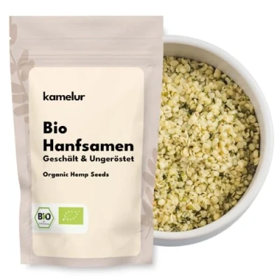 Abbildung von Kamelur 1kg BIO Hanfsamen geschält und ungeröstet Hanf Samen (hemp seeds) als nussiges Topping zu Müsli Salat hochwertige