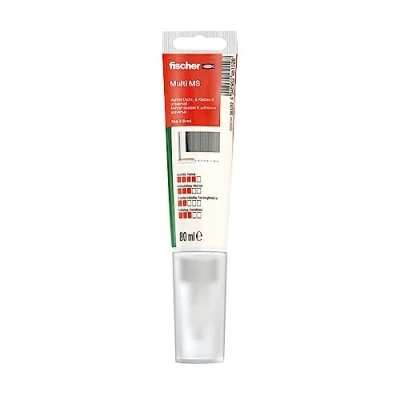 Abbildung von fischer Multi MS Kleb und Dichtstoff in der Tube, wasserfester Montagekleber für elastische Verklebungen, Polymer viele Anwendungen &amp; Untergründe, 80 ml, weiß