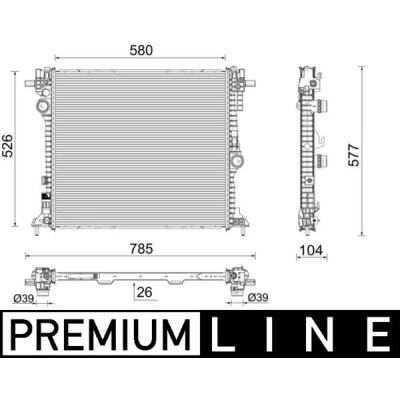 Abbildung von MAHLE ORIGINAL CR 2587 000P Kühler, Motorkühlung Aluminium 580 526 26 Kühlrippen gelötet ALFA ROMEO: Stelvio