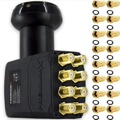 Abbildung von PremiumX Octo LNB SAT für 8 Teilnehmer DVB S2 HD 4K inkl. 16x F Stecker Monoblock
