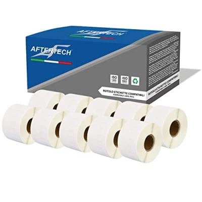 Abbildung von Aftertech 10x 99018 38x190mm Rollen kompatible Klebeetiketten (110 Etiketten/Rolle = 1100 insgesamt) für Dymo LabelWriter Seiko SLP Etikettendrucker S0722470 10x99018