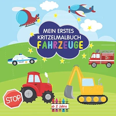 Abbildung von Mein erstes Kritzelmalbuch Fahrzeuge ab 2 Jahre: Malbuch Autos, Feuerwehr, Flugzeuge, Bagger, Traktor und Co. zum ausmalen fertigmalen für Jungen