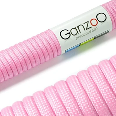 Abbildung von Ganzoo Paracord 550 Seil Pink Rosa 4mm Schnur Typ 3, Nylon &amp; Polyester, ideal für Basteln von Hundeleine Halsband Armband/Camping Survival und Outdoor 15 Meter Allzweckseil 7 Innenstränge