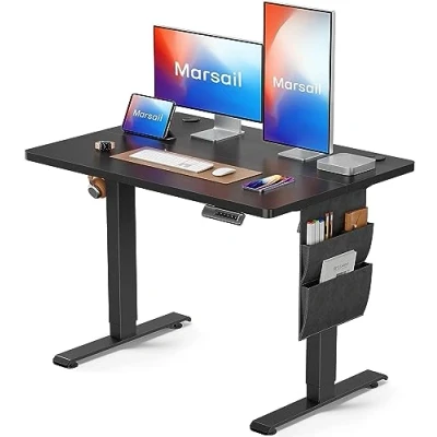Abbildung von Marsail Höhenverstellbarer Schreibtisch, Elektrischer Schreibtisch mit Storage Tasche, Stehpult für Home Office Computertisch…