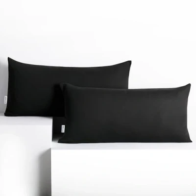 Abbildung von DecoKing 2 Kissenbezüge 40x80 cm Baumwolle Reißverschluss schwarz Amber