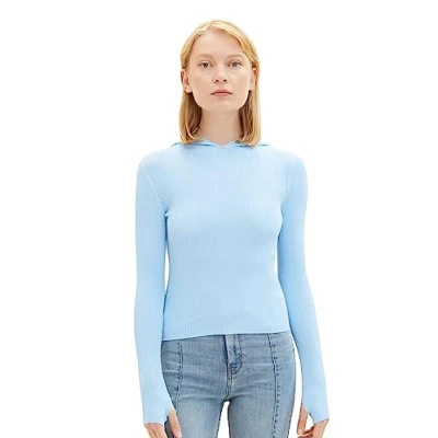 Abbildung von TOM Tailor Denim Hoody Strickpullover, Damen, Größe: Large, Soft charming blue