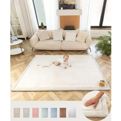 Abbildung von Wolkenweiche Spielmatte Baby 200x150x2,5cm, grau Kinderzimmer Teppich mit hochwertigem Memory Schaum Krabbelmatte Rutschfester Unterseite Krabbeldecke, Kinderteppich, Tatami Matte