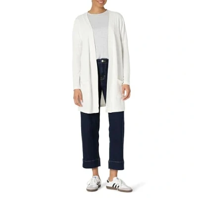Abbildung von Amazon Essentials Damen Leichte Lounge Strickjacke aus Terry Frottee, Vorne Offen, Bequeme Passform, Weiß Space dye, L
