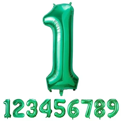 Abbildung von Geburtstag zahlen luftballon 1 jahre Folienballon XXL Grün Riesen in 40&quot; 101cm Geburtstagsdeko Ballon Zahl Deko zum fliegt mit Helium