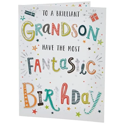 Abbildung von Piccadilly Greetings Regal Publishing Moderne Geburtstagskarte für Enkelsohn 20,3 x 15,2 cm