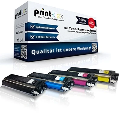 Abbildung von 4X Print Klex Tonerkartuschen kompatibel für Brother DCP9010CN HL3040CN HL3045CN HL3070CN HL3070CW HL3075CW TN 230BK 230C 230M 230Y 230 TN230 Black Cyan Magenta Yellow Sparset