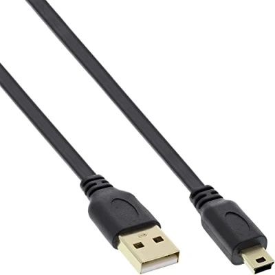 Abbildung von InLine 31810F USB 2.0 Flachkabel, A Stecker an Mini B (5pol.), schwarz, 1m