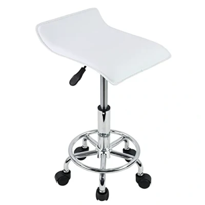 Abbildung von KKTONER Rollhocker Bürohocker quadratische Form Höhenverstellbar 45 61cm Weiß