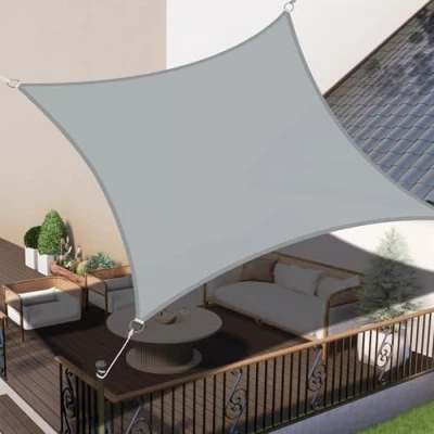 Abbildung von LOVE STORY Sonnensegel 2x2m Wasserdicht Rechteckig Hellgrau Sonnenschutz Windschutz Segel PES Polyester,95% UV Schutz für Außenbereich, Terrasse, Balkon, Garten
