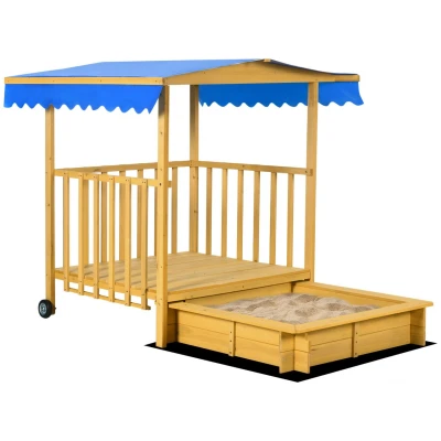 Abbildung von Sandkasten mit Dach, 133x129x137,5cm Sandkiste aus Holz Spielhaus