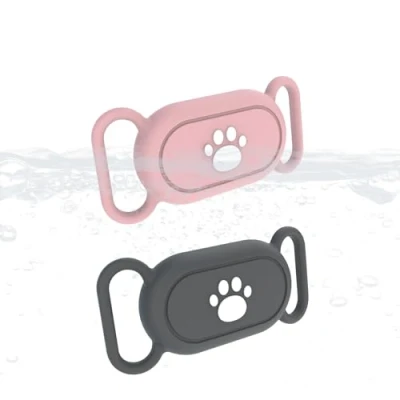 Abbildung von (2 Packungen) Doweiss Schutzhülle wasserdichte Kompatible für Samsung Galaxy SmartTags 2 Tierhalsbänder Entwickelt,Schutzhülle aus Silikon (Grau+Rosa)