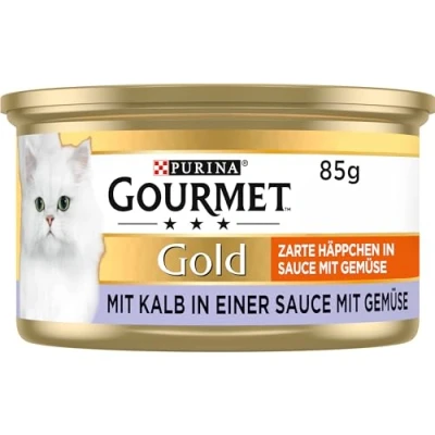 Abbildung von PURINA GOURMET Gold Zarte Häppchen in Sauce mit Gemüse Katzenfutter nass, Kalb und Gemüse, 12er Pack (12 x 85g)