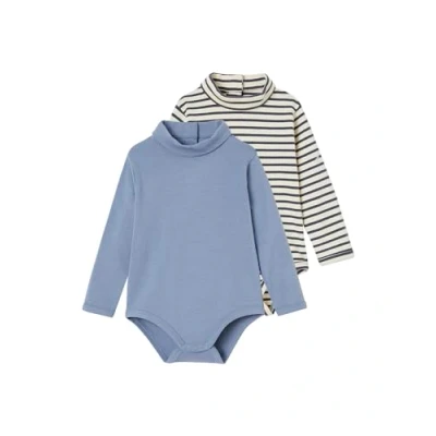 Abbildung von Vertbaudet 2er Pack Baby Bodys mit Rollkragen Oeko Tex eisblau 80