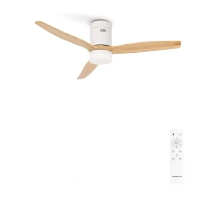 Abbildung von CREATE / WINDCALM/Deckenventilator mit Beleuchtung Weiß Hellesholzflügel Fernbedienung 40W, Leise, Ø132 cm, 6 Geschwindigkeiten, Timer, DC Motor, Sommer Winterbetrieb