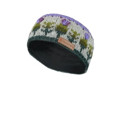 Abbildung von Pachamama Damen Ohrwärmer aus Wolle, mit Fleece gefüttert, handgestrickt, Schottendistel, mehrfarbig, Einheitsgröße, handgefertigt, Fair Trade