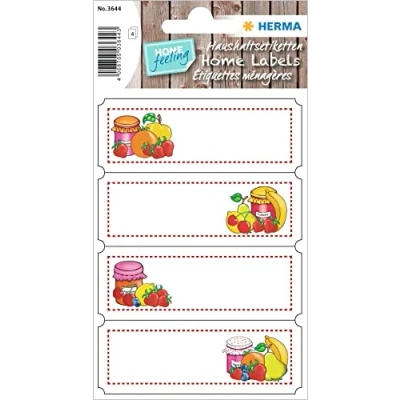 Abbildung von HERMA Etiketten 3644 Haushalts Fruchtauswahl, 76 x 28 mm (4 Blatt / 16
