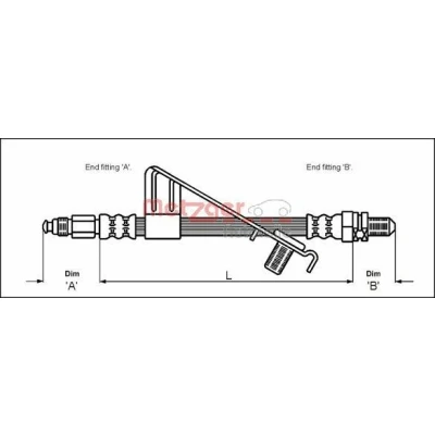 Abbildung von METZGER 4112528 Bremsschläuche 364 M10 x 1 FORD: FIESTA 4, Puma