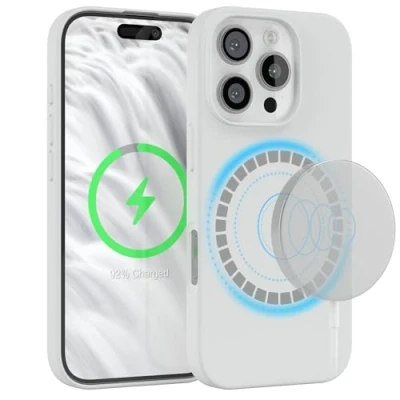 Abbildung von EAZY Case Silikonhülle für iPhone 16 Pro Hülle mit Qi Charging Silikon Schwarz weich stoßfeste Handyhülle Schutzhülle Kameraschutz Dünn Schutz Cover TPU Phone Bumper in Weiß