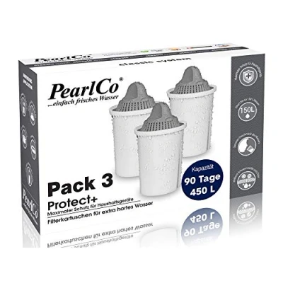 Abbildung von PearlCo Kalk und Wasserfilter Filterkartuschen Classic Protect+ Pack 3, Zubehör für Brita u.