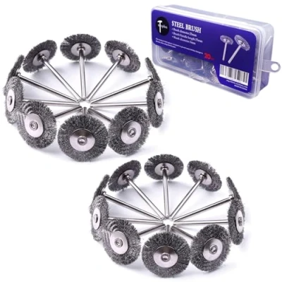 Abbildung von ATOPLEE Drahtbürsten Set, 20 Stück 1 Zoll/25mm Mini Drahtbürste mit 3mm Rundschaft, Legierungsstahl für Bohreraufsatz