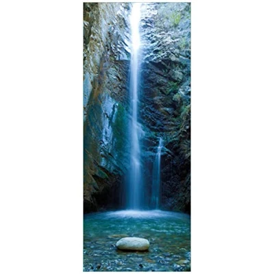 Abbildung von Wallario Wandbild aus Acryl, 50 x 125 cm, freischwebende Optik Wasserfall bei Sonneneinfall
