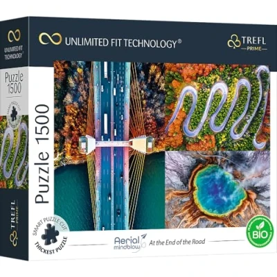 Abbildung von Trefl 26191 1500 Elemente, dickster Karton, Bio, ECO, Luftlandschaft, Collage, Unterhaltung für Erwachsene und Kinder ab 12 Jahren, UFT Puzzle Aerial Mindblow: at The End of Road