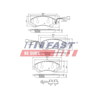 Abbildung von FAST FT29521 Bremsbelagsatz Vorderachse mit integriertem Verschleißsensor FORD: Transit Mk6 Pritsche/Fahrgestell, Kastenwagen