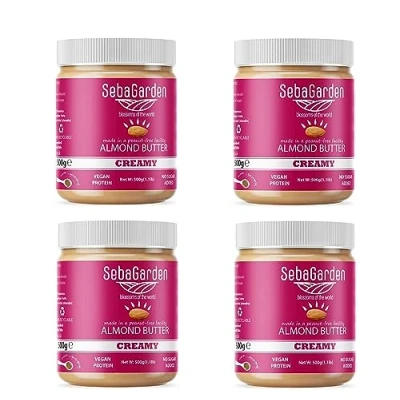 Abbildung von Mandelmus Seba Garden 2Kg reine natürliche cremige glatte kalifornische Mandeln Butteraufstrich, 100% Mandeln, Paleo, Keto freundlich, ohne Zuckerzusatz