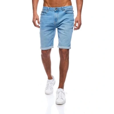 Abbildung von JEEL Herren Kurze Hosen Slim Fit Jeans Shorts 5 Pocket Style Stretch Hose für Männer Basic Washed 2 Hellblau 36W
