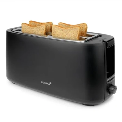 Abbildung von KORONA Toaster Langschlitztoaster 21060, 4 Scheiben, 1400W, einstellbarer Röstgrad, Krümelschublade, schwarz