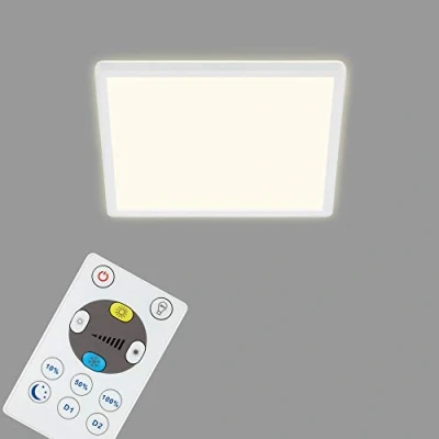 Abbildung von BRILONER Leuchten LED Panel, Deckenleuchte dimmbar, Deckenlampe mit Backlight, inkl. Fernbedienung, 18 Watt, 2400 Lumen, Weiß, 293x293x28mm (LxBxH)
