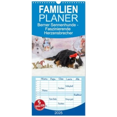 Abbildung von Familienplaner 2025 Berner Sennenhunde Faszinierende Herzensbrecher mit 5 Spalten (Wandkalender, 21 cm x 45 cm), CALVENDO
