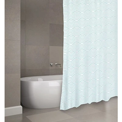 Abbildung von MSV Cotexsa by Premium Anti Schimmel Textil Duschvorhang Bakteriell, waschbar, 100% wasserdicht, mit 12 Duschvorhangringen Polyester, „Wave“ Grün 180x200cm Made in Spain