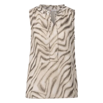 Abbildung von STREET ONE Damen A345809 Chiffon Blusentop mit Print, Tumbled Beige, 36