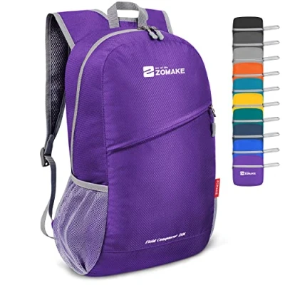 Abbildung von ZOMAKE Ultraleicht Faltbarer Rucksack 20L,Kleiner Rucksäcke Wasserdicht Wanderrucksack Packable Backpack für Damen Herren Outdoor Wandern(Lila)
