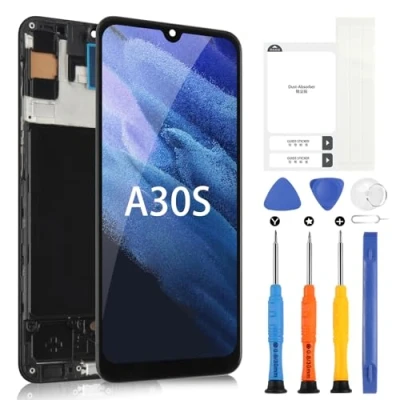 Abbildung von LCD Display für Samsung Galaxy A30S A307F A307FN A307G A307GN A307GT 6,4 Zoll Touchscreen SM Digitizer Assembly mit Werkzeugen (Schwarz Rahmen)