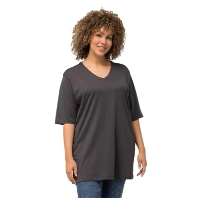 Abbildung von Ulla Popken Relaxed FIT Tshirt basic, Damen, Größe: 54/56, Graphitgrau