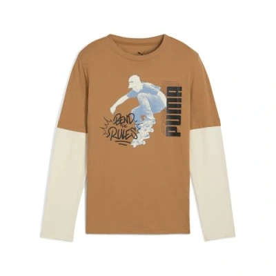 Abbildung von Puma MID90s Layered Langarmshirt Teenager Für Herren Damen Kinder Mit Print Melted Caramel Größe: 9 10Y