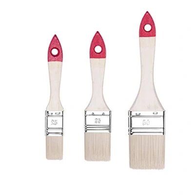 Abbildung von HARDY WORKING TOOLS Flachpinsel Set 3 teilig, Breite 1 Zoll, 1.5 2 Malerpinsel mit Holzgriff, Lackierpinsel 3PCS, Serie *30*, A0280 030100, Rot, / Zoll
