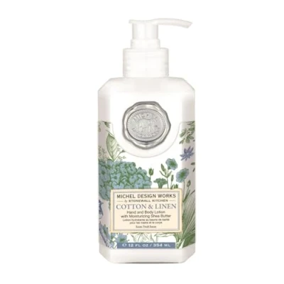 Abbildung von Michel Design Works Cotton &amp; Linen Duftende Hand und Körperlotion mit Sheabutter, Kokosöl Aloe Vera, 354 ml
