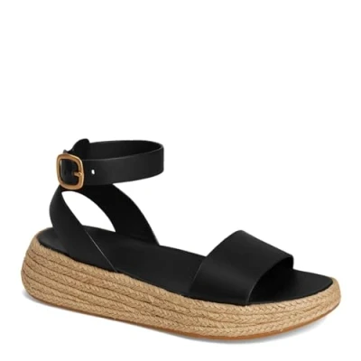Abbildung von Fitflop Damen F Mode Espadrille Leather Flatform a/Strap Sandale, Schwarz, 38 EU
