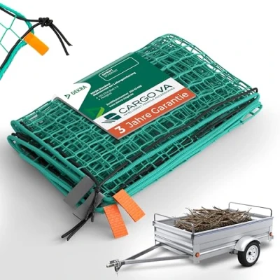 Abbildung von CargoVA® Intelligentes Anhängernetz 1x2M Hängernetz mit Gummiseil und Eckenmarkierung zur perfekten Ladungssicherung