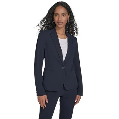 Abbildung von Tommy Hilfiger Damen Blazer Business Jacke mit schmeichelnder Passform und Einknopfverschluss, Dark Midnight, 12