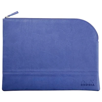 Abbildung von Rhodia 116738C Rhodiarama Reißverschlusstäschchen aus italienischem Kunstleder, Großformat (21x28 cm), Saphirblau, 1 Stück